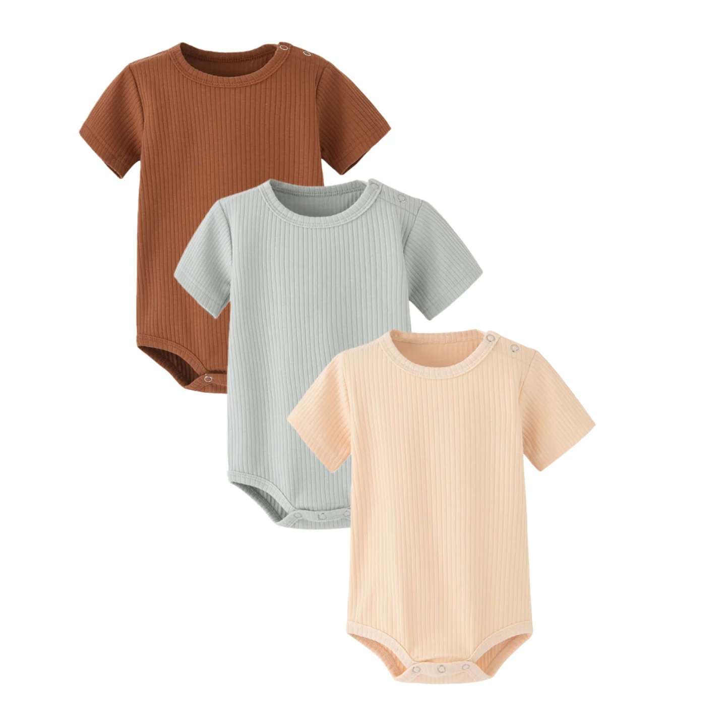 

Somenie 3-Piece Newborn Baby Short-Sleeved Bodysuit Summer Clothing Boys Girls Striped One-Piece Outfit Soft Comfortable