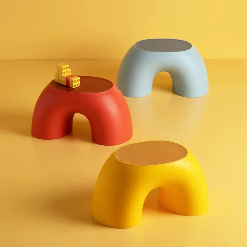 

Color Modern Children's Stool Plastic Low Foot Stoosl Home Living Room Chair Kids Bathroom Thickened Non-slip Bath Bench Chairs