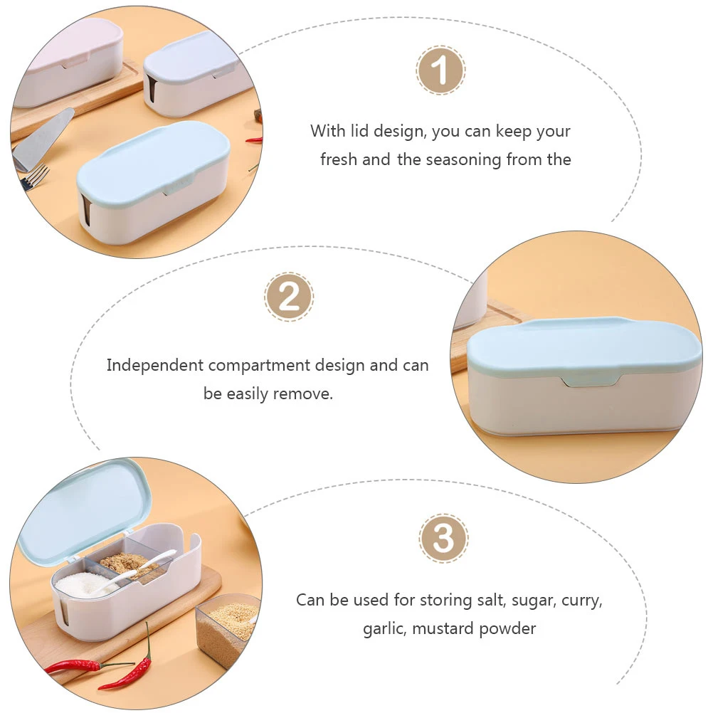 Caja de condimentos impermeable de plástico PP, contenedores de sal y azúcar, cajas de especias de cocina, almidón de maíz, mostaza en polvo, pimienta, ajo, curry