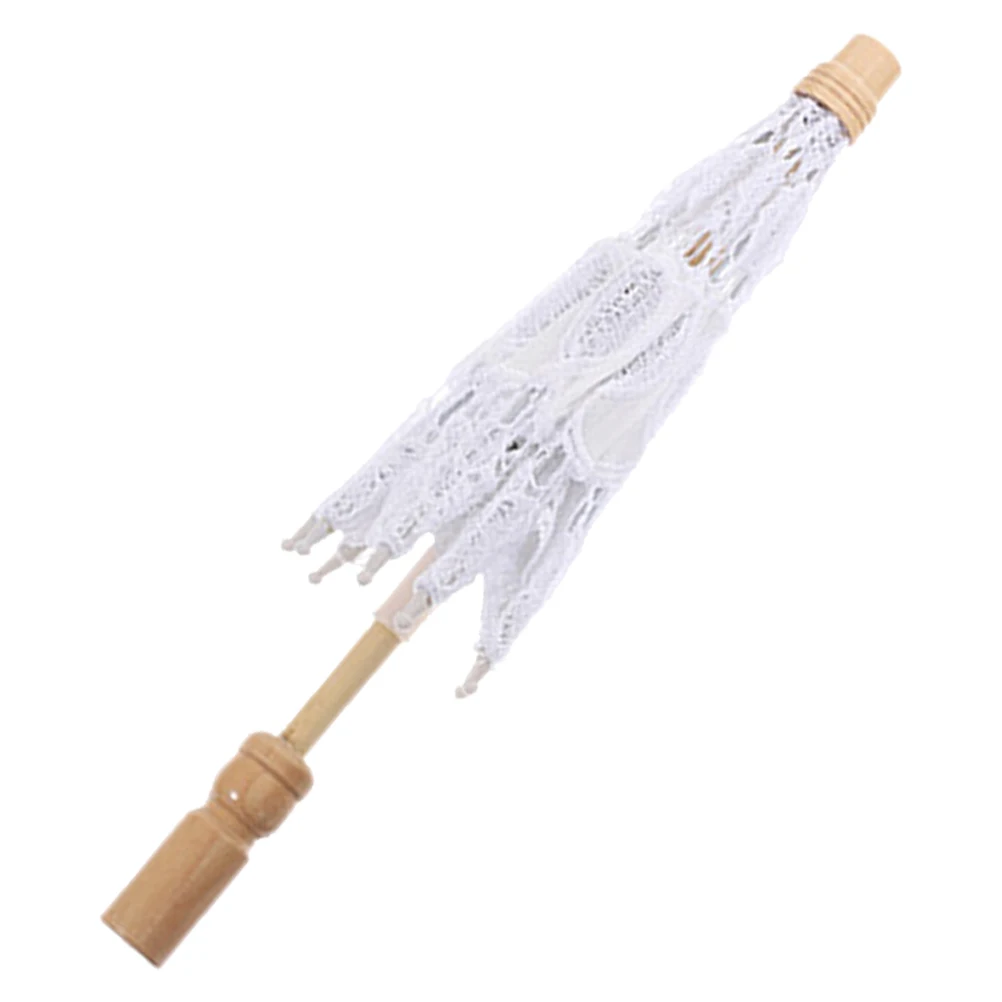 

Lace Umbrella White Bridal Parasol 43cm H 45cm Diameter Wedding Photography Props Vintage Decorative Umbrella for Bride
