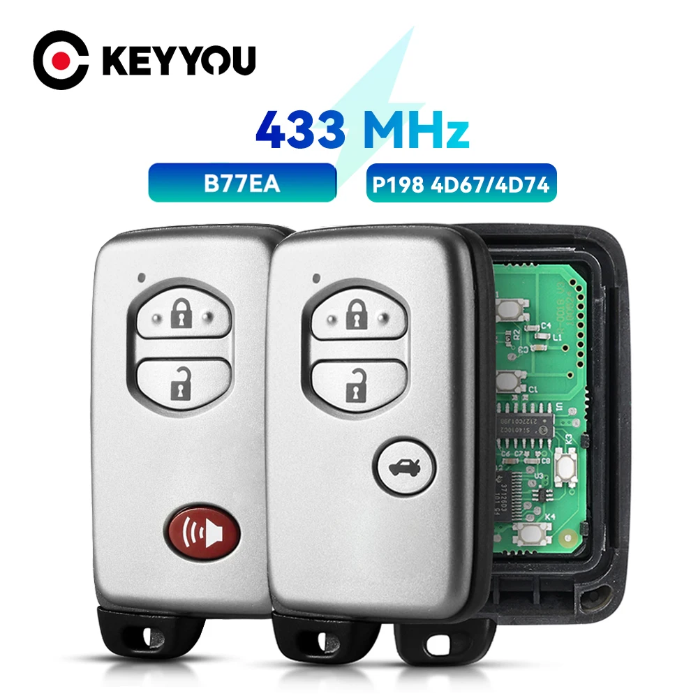 

KEYYOU Keyless Go 433MHz Smart Remote Car Key For Toyota Land Cruiser LC200 2009 2010 2011 2012 2013 2014 B77EA Fob 3 Buttons