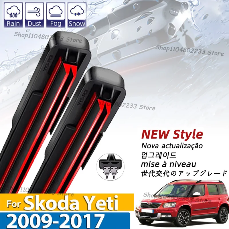 

Front Wiper Blades Set For Skoda Yeti 2009 - 2017 Natural Rubber Wiper Windshield Windscreen Window Rain Brushes 24"+19"+11"