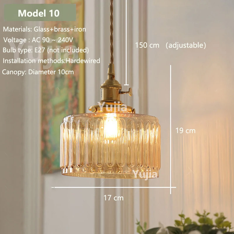 Hanglamp in meerdere stijlen Amberglas Lmapshade Messing Vintage bedlampje Verstelbare hanglamp Keukeneiland Eetkamer