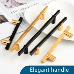 Gold Black Furniture Door Handles Two-color Kitchen Cupboard Drawer pulls TV Cabinet Handle Hardware