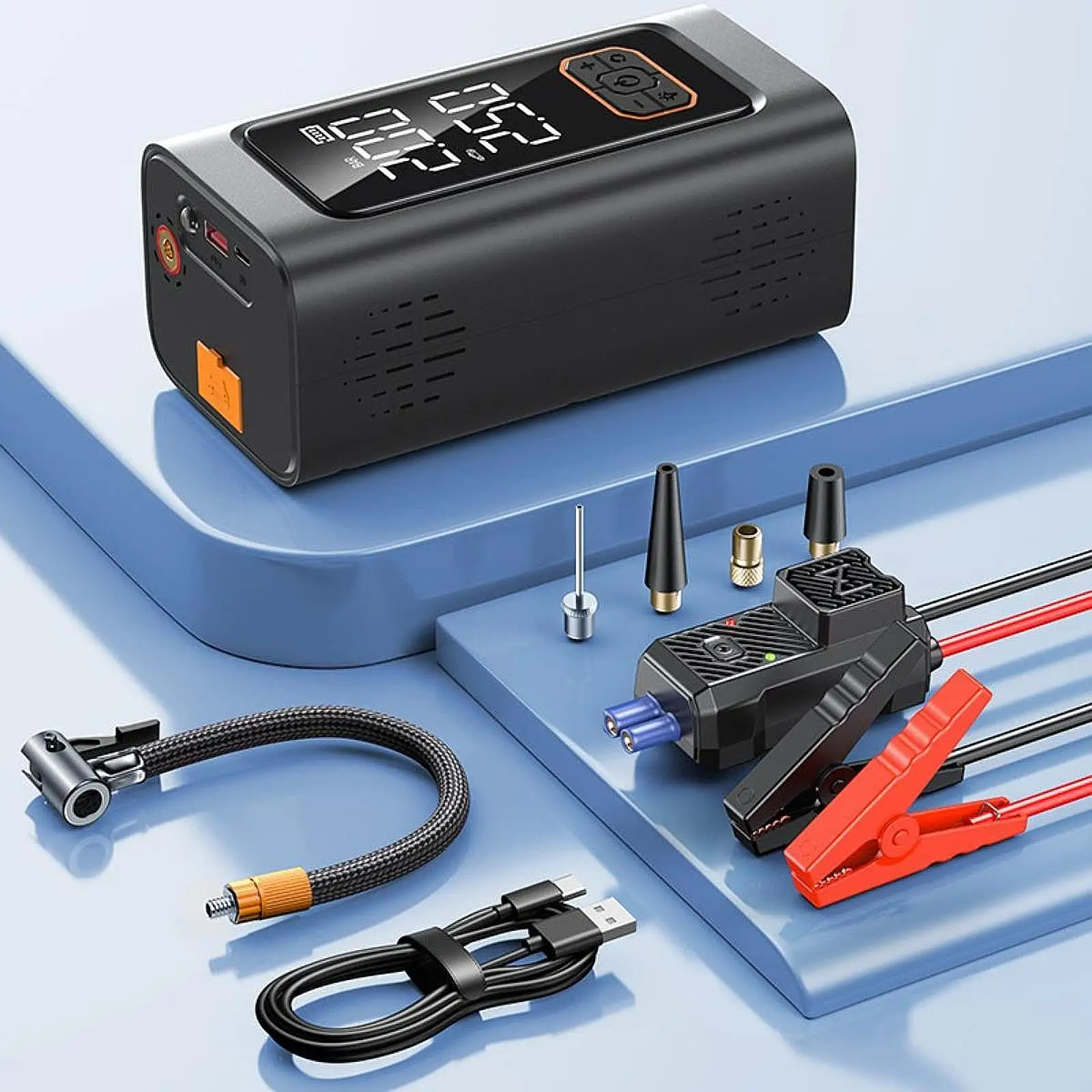 

Портативный воздушный компрессор для накачивания шин, насос для шин для мотоцикла, автомобиля, велосипеда