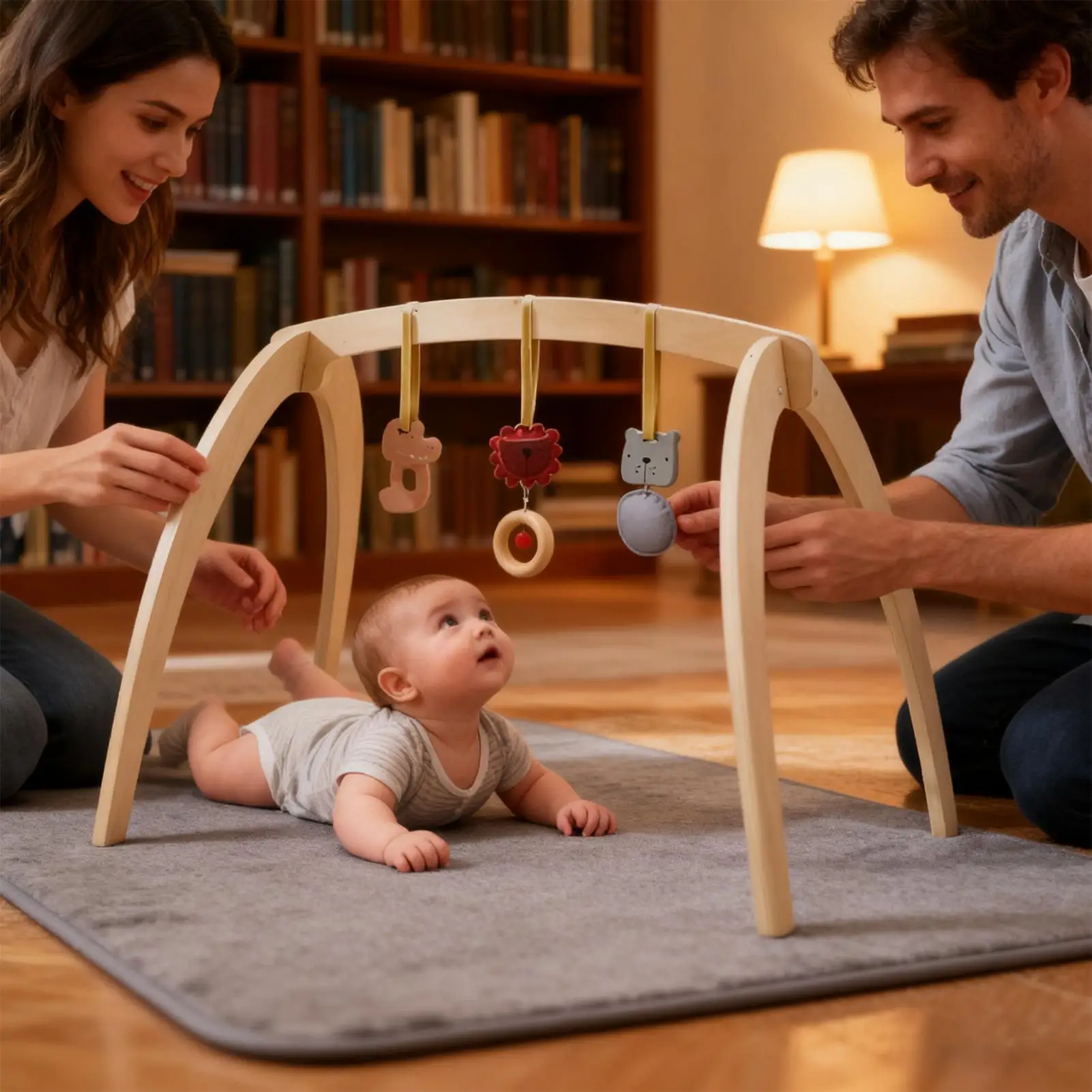 Activity Gym For Baby Learning Sensory Toys With Rattle Natural Stimulation Baby Play Gym For Toddler Kids Girls Shower Birthday