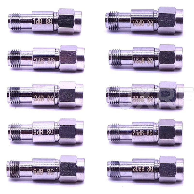 SMA Attenuators 2W DC-8GHz Coaxial Fixed Attenuators 1dBi 3dBi 5dBi 10dBi 20dBi 30dBi 50dBi 60dBi Frequency SMA Connectors