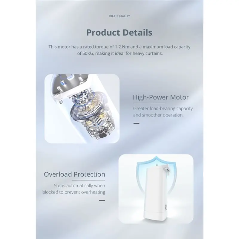 Matter Wifi Curtain Motor For 82-Type Track- RF Remote, APP Control For Mi Home, Homey Smartthings-B61B