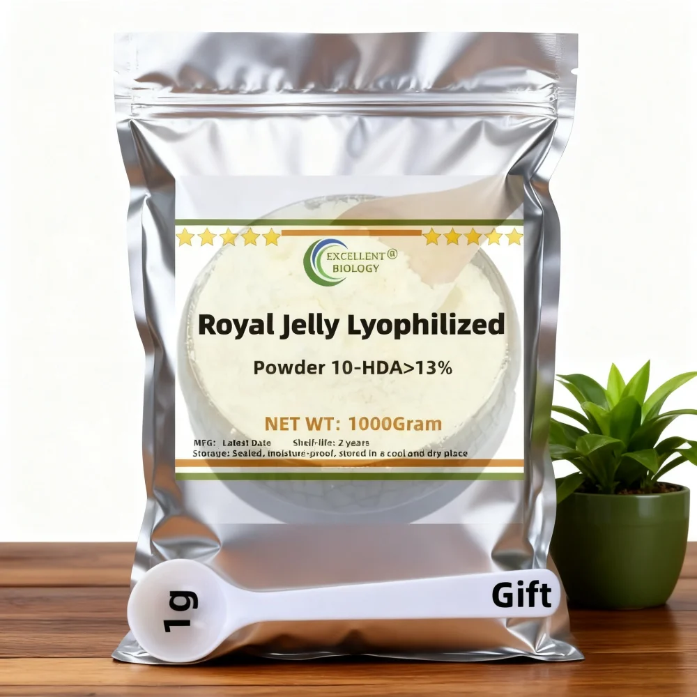 Embalaje de bolsa de papel de aluminio sellado personalizado para fábricas más vendidas globales, polvo de gelatina real 10-HDA13%, entrega rápida