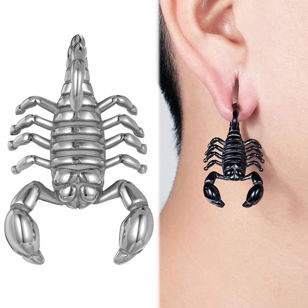 

TJP 2PCS Unique Stylish Stainless Steel Black Scorpion Ear Weight Expanders Body Jewelry Earring Piercing Gauges Stretchers