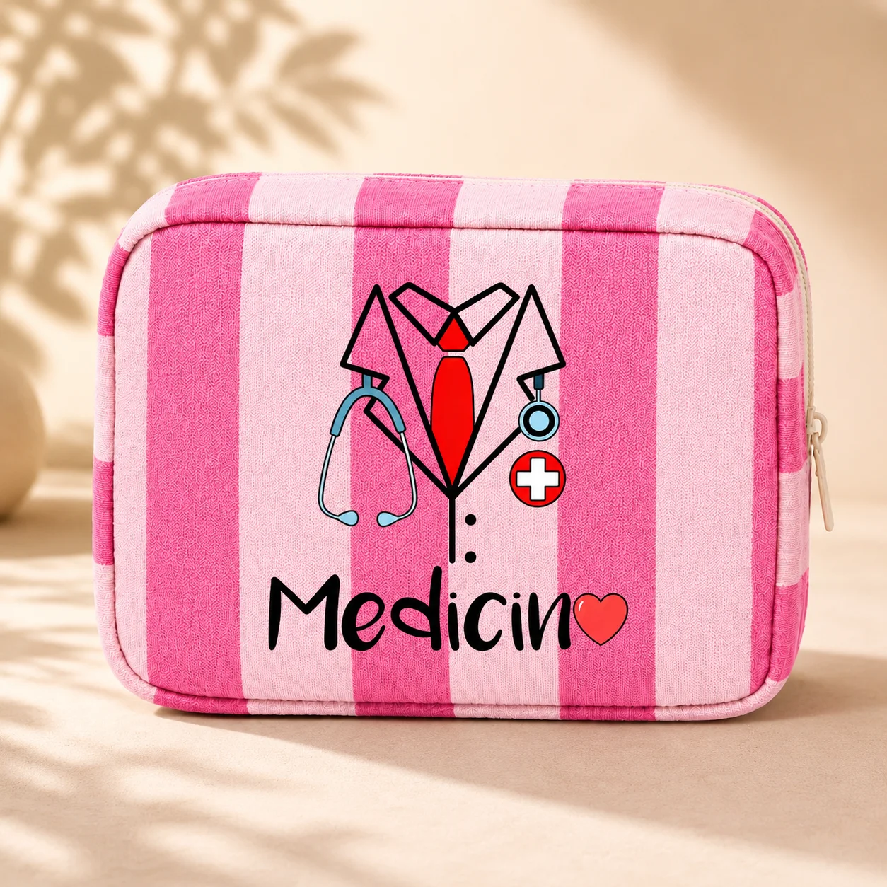 Medicine Bag Pink Stripe First Aid Bag Large Capacity Medical Storage Organizer Travel HomeMedicine Pouch Emergency Family Care