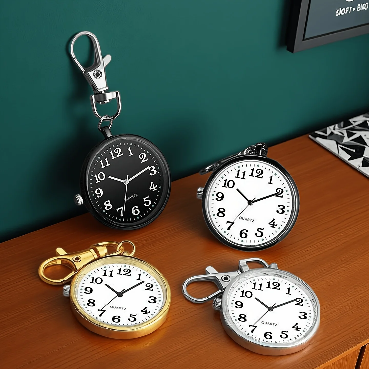 Keychain Pocket Watch Large Hanging Watch for Nurse Student Minimalist Luminous Clear Dial Old Man Quartz Pendant Watch Gift
