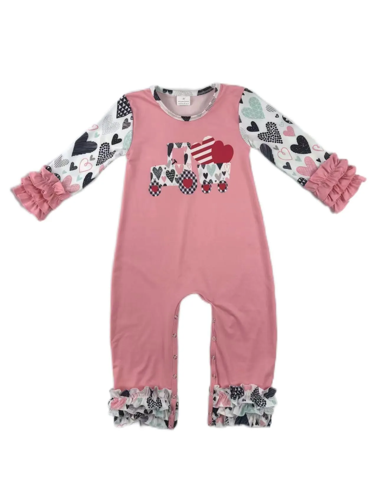 Caring cow  Pink love pattern Valentine's day Newborn Romper Jumpsuit for Girls Baby 0-2 Years Old Clothes Boys Baby Romper Sets