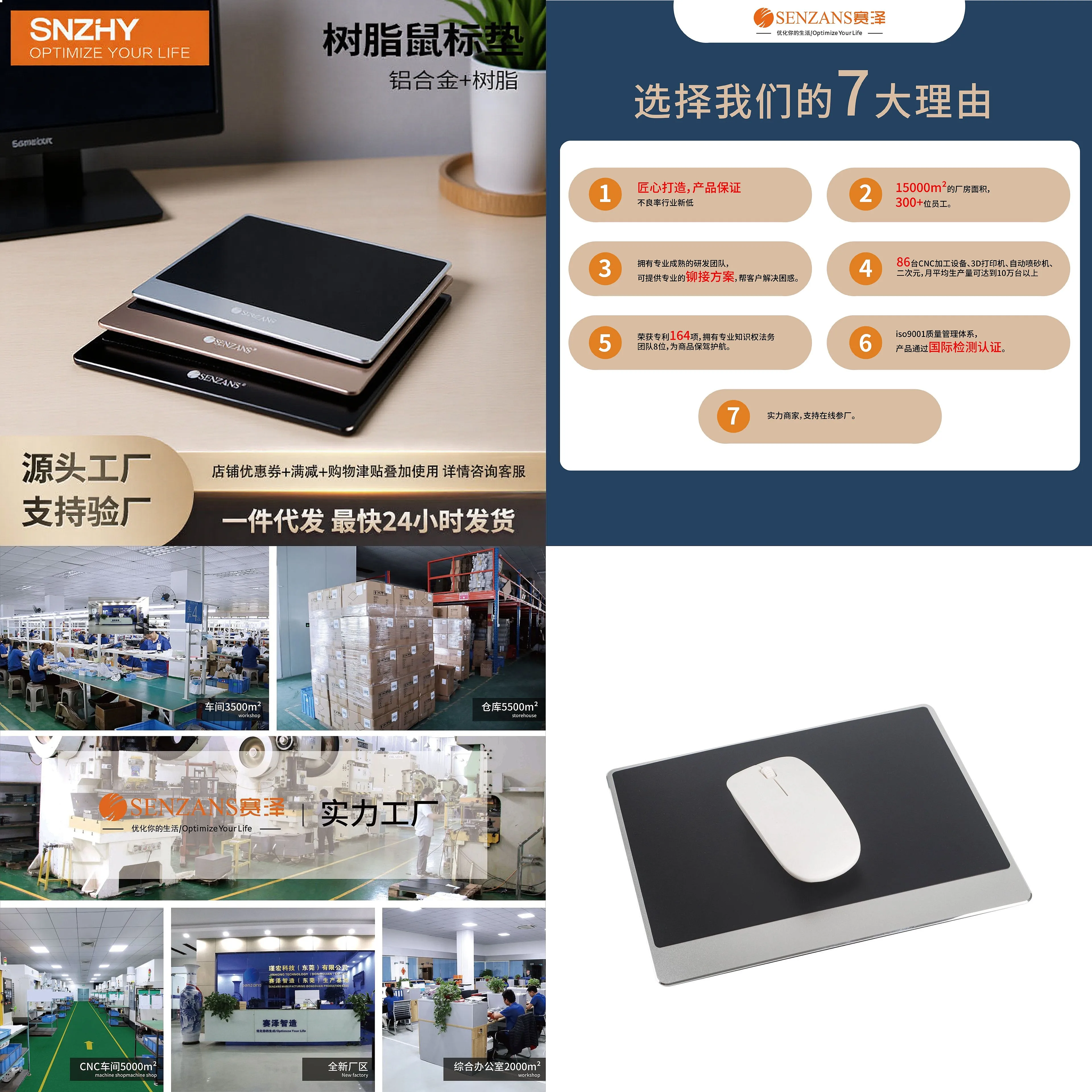 Aluminum Alloy Mouse Pad Hard Metal Smooth Waterproof Large Desk Mat for Gaming Office