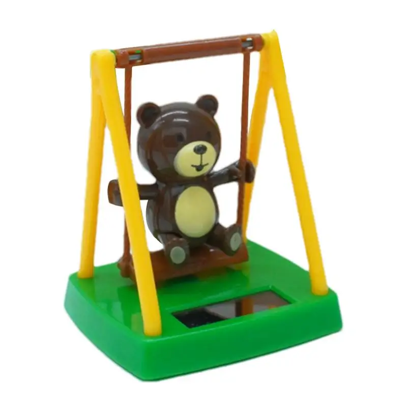 Car Solar Powered Swing Bear Cute Cartoon Bear Shaking Head Doll Toy Swing Decoration Decor For Car Office Desk Home