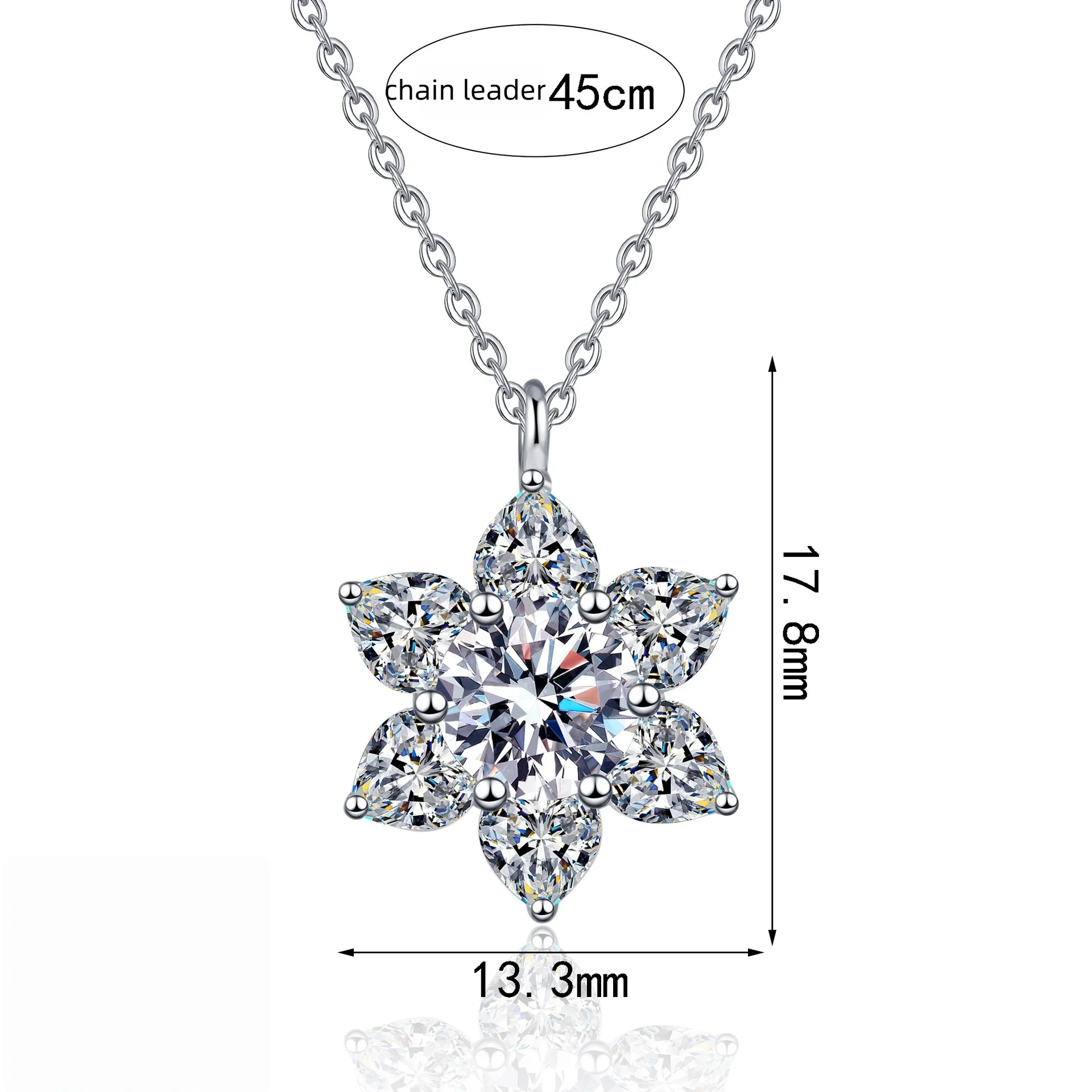 MOVESKI 925 Sterling Silver 2.8CT Snowflake/Flower Shape Moissanite Pendant Necklace for Women, Romantic Wedding Bridal Jewelry