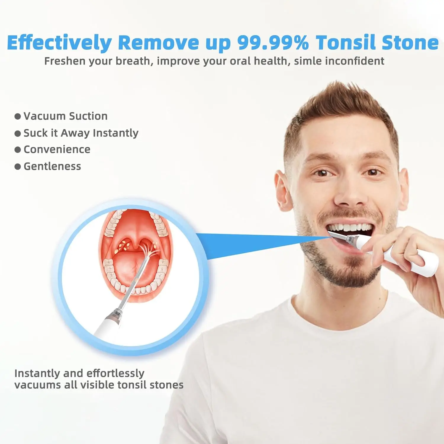 Tonsil Stone Remover Kit Electronic Vacuum Oral Care Mouth Cleaner with 5 Suction Modes 10 in 1 Instant Suction Tools