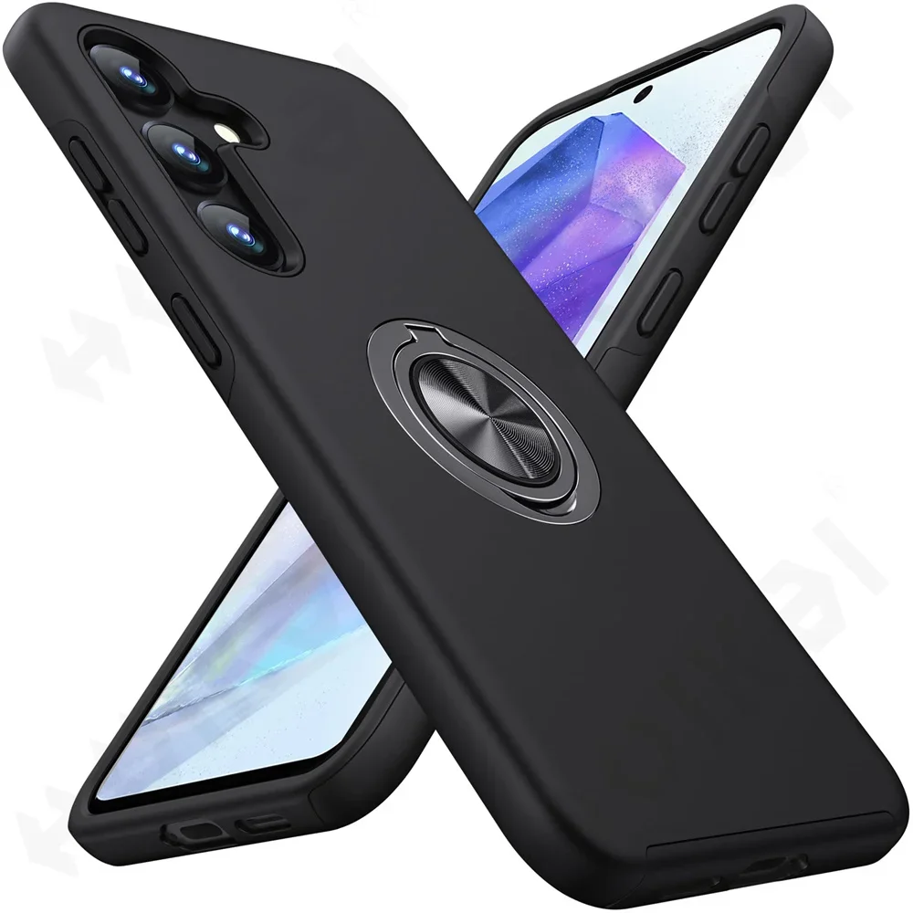 Etui do Samsung Galaxy S24 S23 S22 S25 Ultra Plus A55 A35 A15 Degree Armor Bumper Shockproof Metal Ring Hard PC Silicone Cover