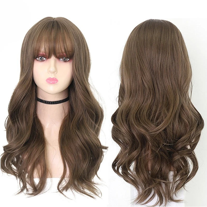 

Wig female long curly hair full head hair cover daily whole big wave chemical fiber wig headgear