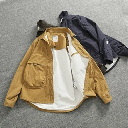 2025 new high arcade can wind loose jacket jacket men's fashion all-in-one lapel waterproof outdoor work shirt
