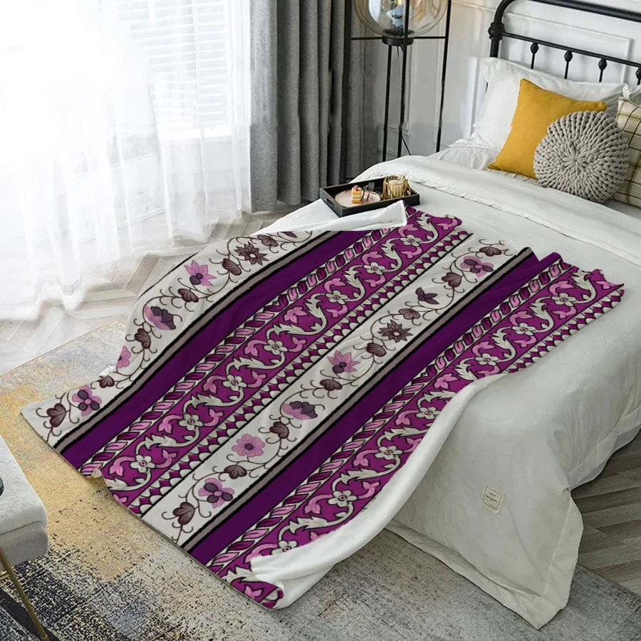 

Floral Pattern Blanket Microfiber Flannel Cover Blanket Bedroom Living Room Sofa Soft And Comfortable Home Decoration