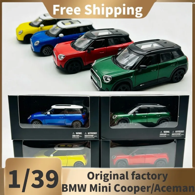 （In Stock）Original BMW Mini Cooper factory-made Aceman Pull‑back car model 1:39 figurine toy car