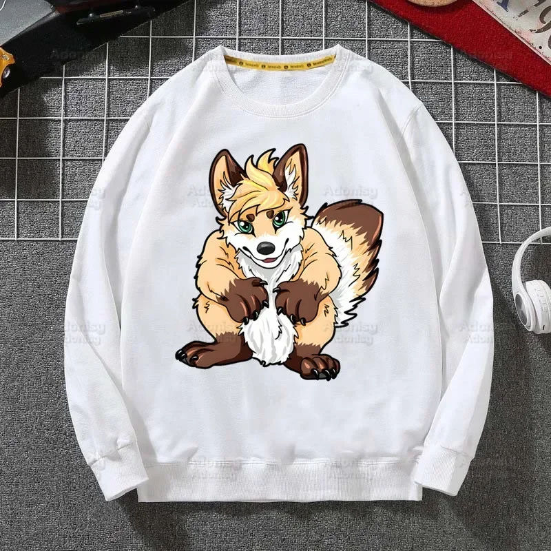 Furry Fashion Men's Spring Autumn Male Casual Sweatshirts Men's White Color Sweatshirt Tops