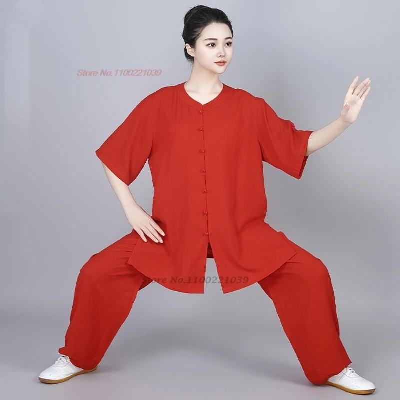 Ensemble de kung fu chinois, tai chi et pantalon en coton et lin, uniforme de sport, exercice d'entraînement, arts martiaux, Wushu Wing Chun, 2024