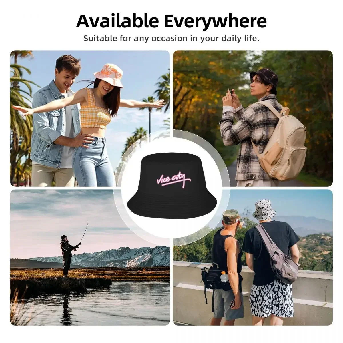 Vice City Bucket Hat Mountaineering Custom Cap Men's Caps Women's