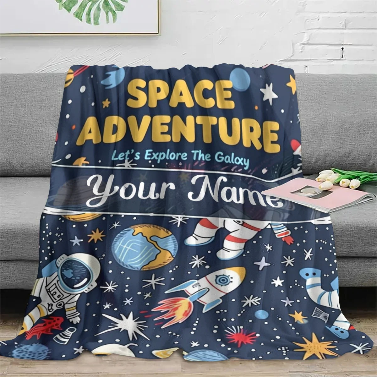 

Настраиваемое персонализированное одеяло-ракета-космонавта, подходящее для путешествий, дивана-кровати, офиса, дома, идеальный подарок на все сезоны