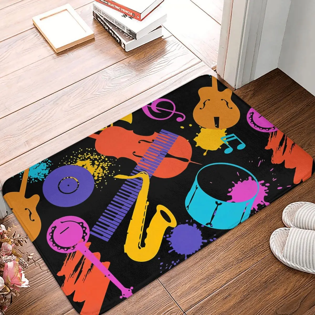 Music Pattern Art Non-slip Doormat Bath Mat Jazz Band Hallway Carpet Welcome Rug Indoor Decorative