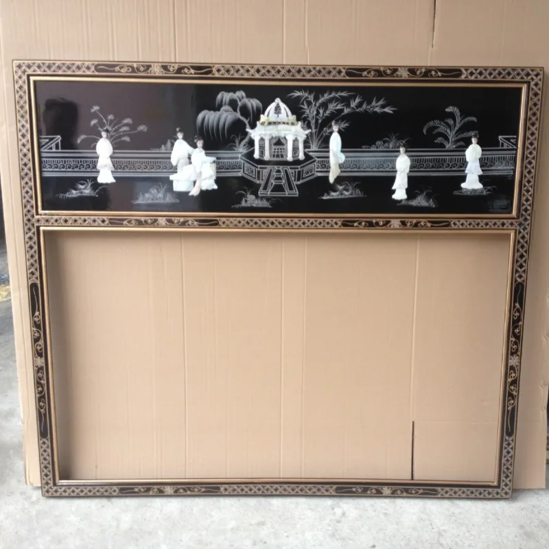 Beautiful wall mirror Ming and Qing classical Ming and Qing classical painted furniture Bright lacquer shell snail lacquer furni