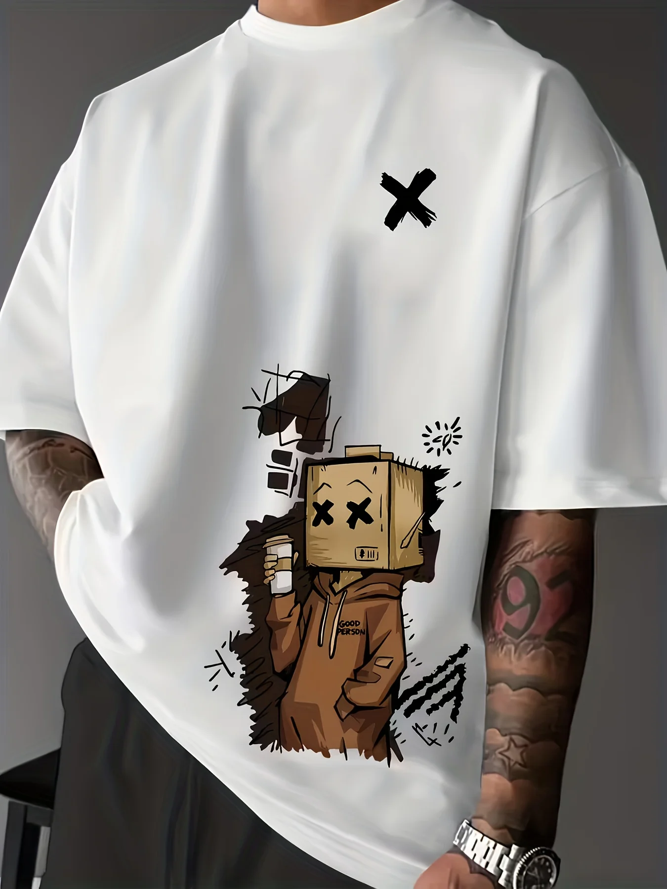 A Men'S Outdoor Trendy Fashion Doll Graffiti Casual Short-Sleeved T-Shirt, a Perfect Gift for Friends And Family!