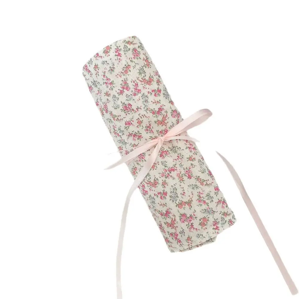 Convenient Makeup Brush Bag Floral Pattern Pink Cosmetic Storage Bag Beauty Tool Eyebrow Pencil Box Makeup Brush Organizer