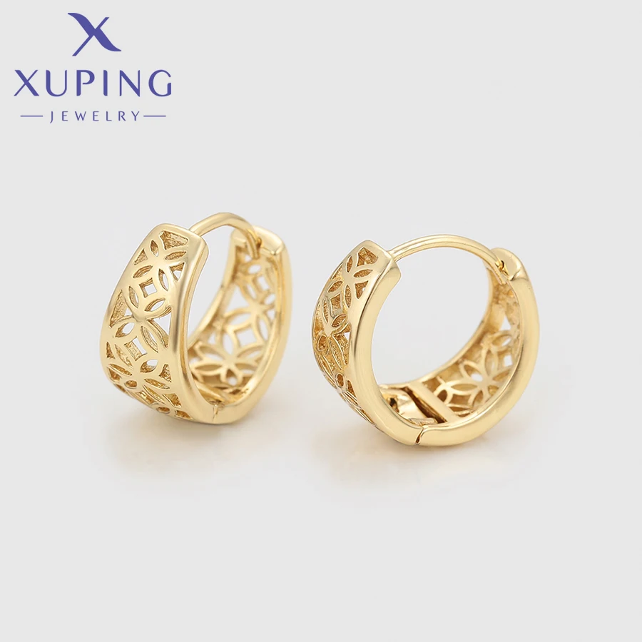 Xuping Jewelry New Arrival Promotion Simple No Stone Light Gold Color Huggies Earrings for Women Party Gift X000673137 view 5