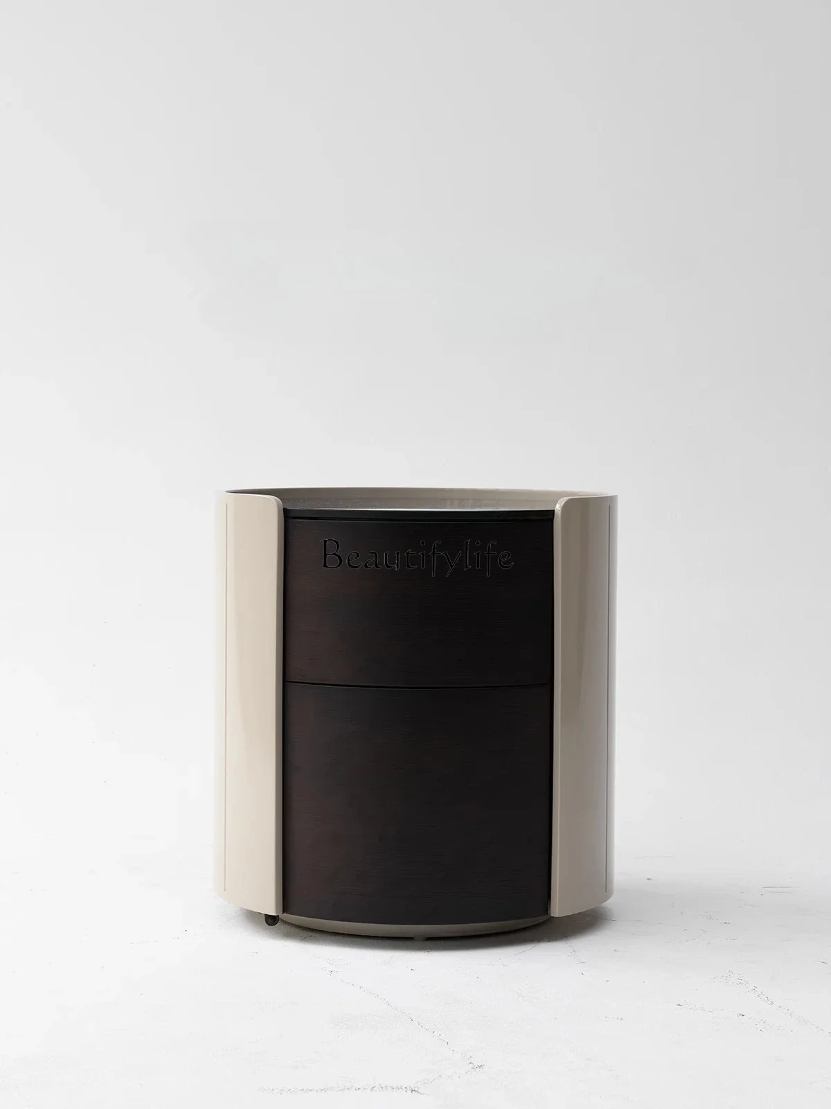 

LJY-Italian minimalist bedside table solid wood paint round Italian minimalist designer bedside table