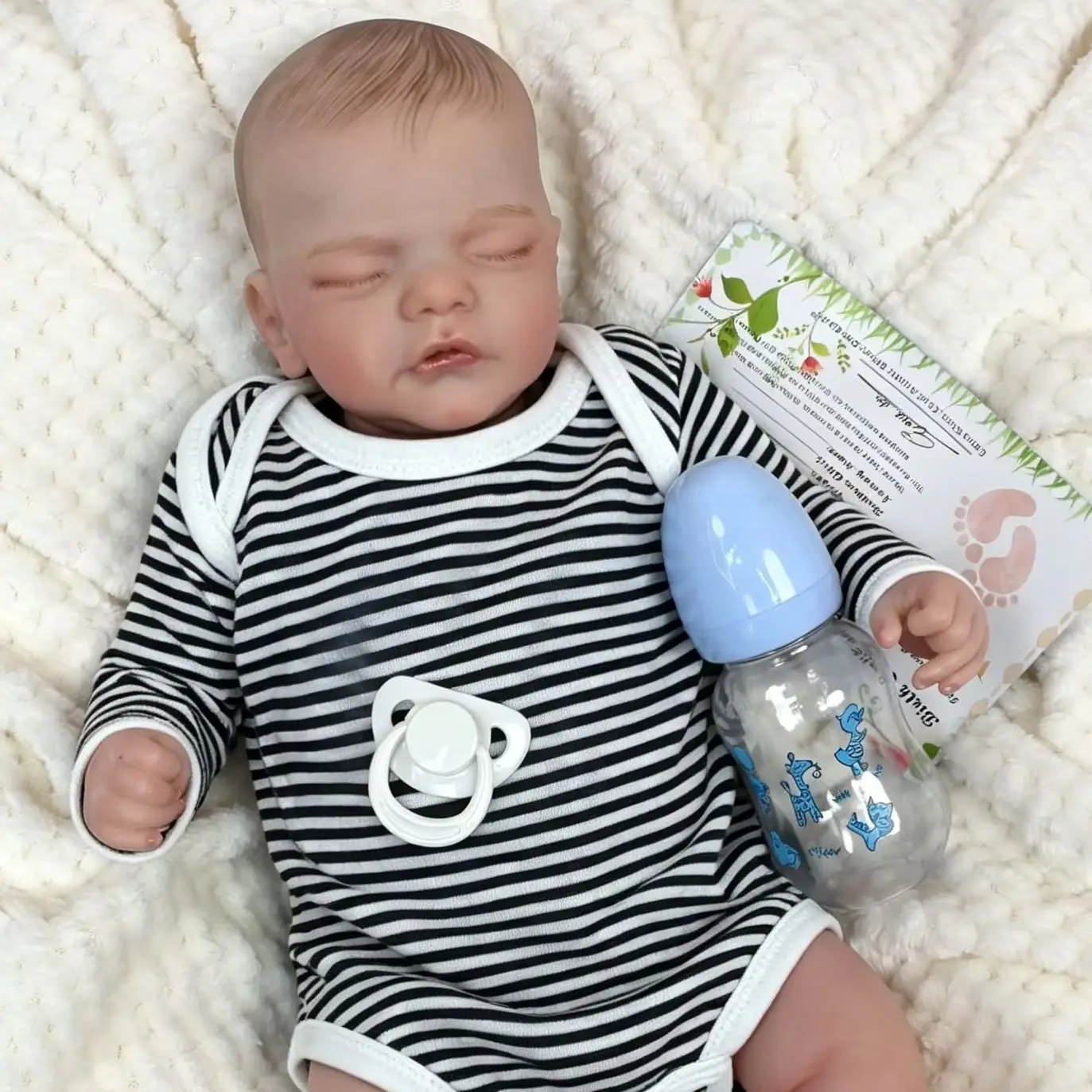 18 Inch Closed Eyes Vinyl Reborn Collectible Doll, Hand Painted, Ideal for Display and Collection