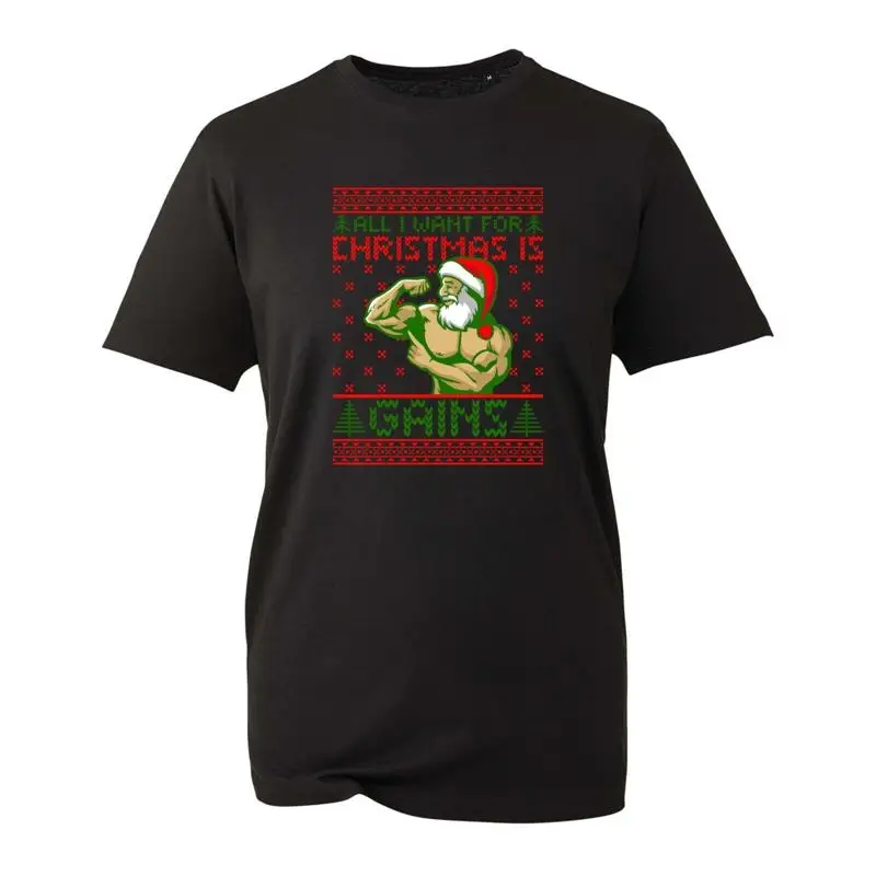 Todo lo que quiero para Navidad es ganan camiseta divertida Santa Gym Navidad Top