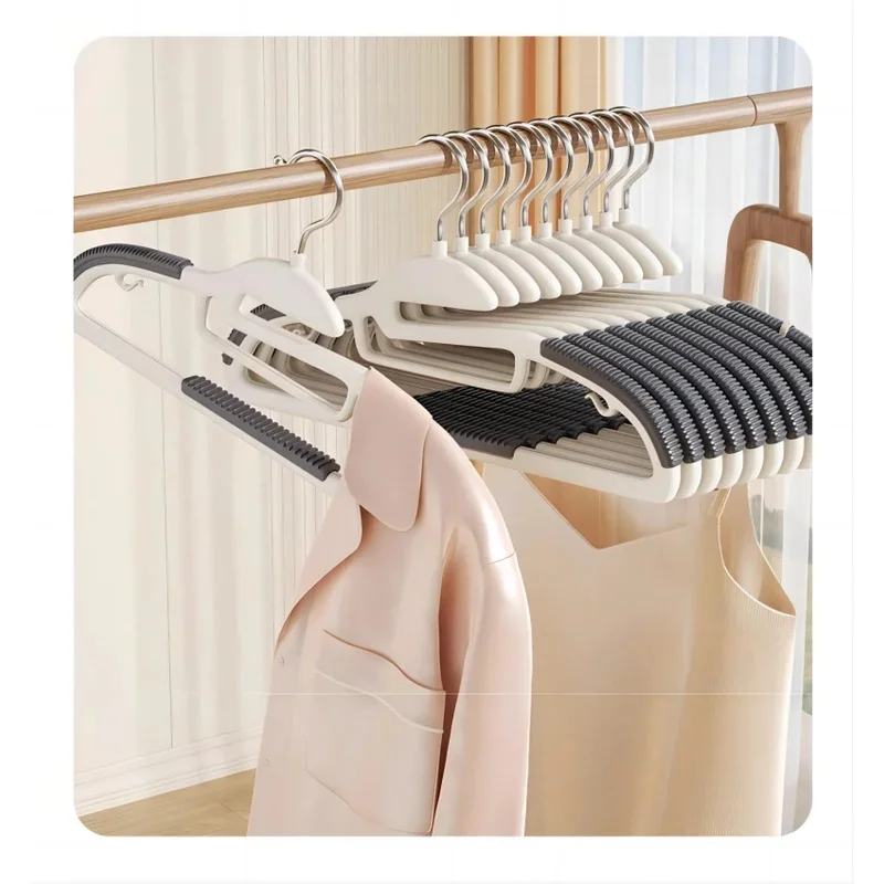 10-Pack Space-Saving Non-Slip Clothes Hangers for Wet Dry Garments, Compact Closet Storage, 3 Colors