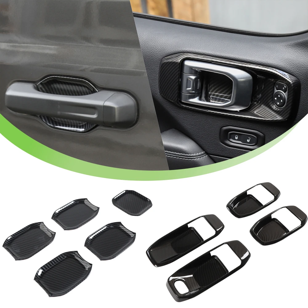 Car Tailgate Front Rear Interior Exterior Door Bowl Decoration Cover Trim 4-Doors for Jeep Wrangler JL JT Gladiator 2018-2023