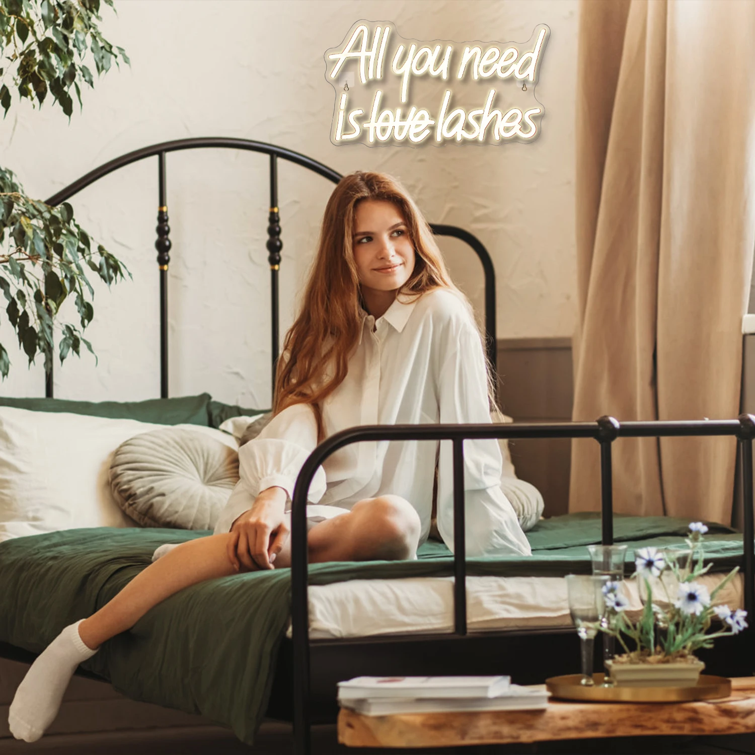 All You Need Is Lashes Neon LED Sign Warom Neon Lights Beauty Salon Room Decoration Brow Repair Shop Logo Letter Wall Light Sign