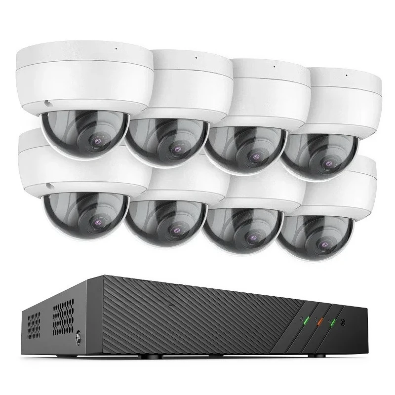 5MP Super HD 8 Channel 8 Camera PoE Security System with Mic Color Night Vision Works with Alexa Surveillance CCTV Camera System