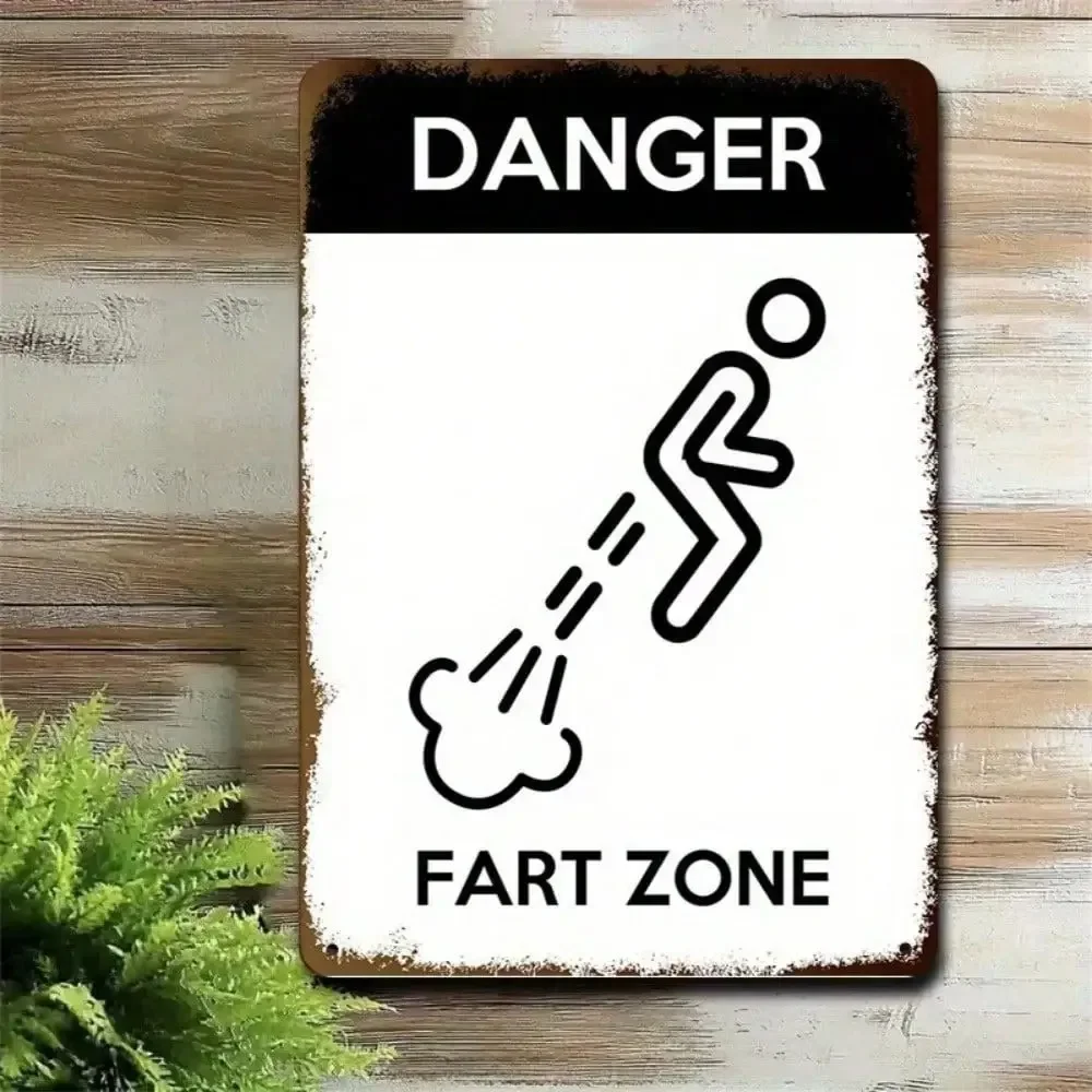8x12 Inch Danger Fart Zone Metal Sign Man Cave Bathroom Wall Decor