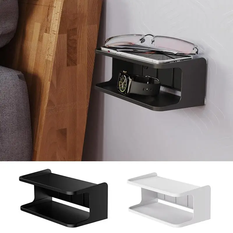 Wall Mount Phone Holder Toiletries Cosmetic Watch Cell Phone Stand Self-Adhesive Wall Pouch Storage Bracket For Bathroom Bedroom