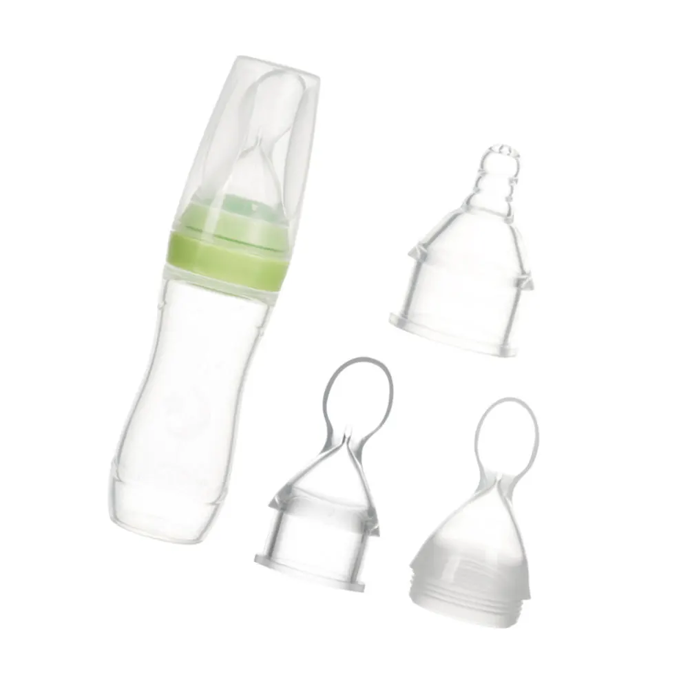 

3Pcs Silicone Baby Feeding Bottles Infant Nursing Bottles Wide Mouth Soft Spoon Head Ergonomic Design for Juice
