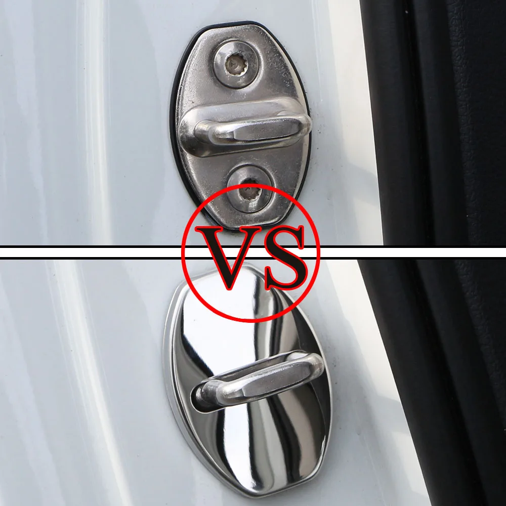 4pcs Car Door Lock Covers Shock-Absorbing Noise-Reducing for VW Volkswagen Touran Beetle T-Cross T-Roc Atlas Amarok Tarok Etc.