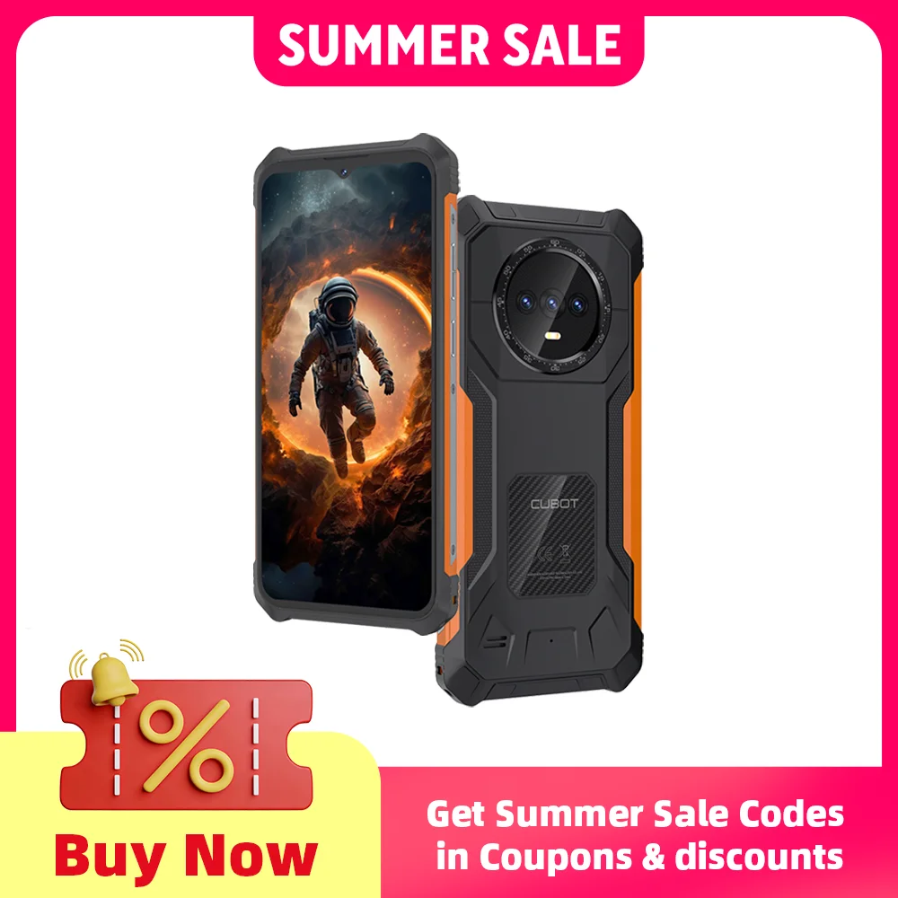 Cubot KingKong ES Ultra-thin Rugged Android Smartphone, 16GB RAM(6GB+10GB), 128GB ROM, 6.56" 90Hz Screen, 48MP Camera, 4G Phone