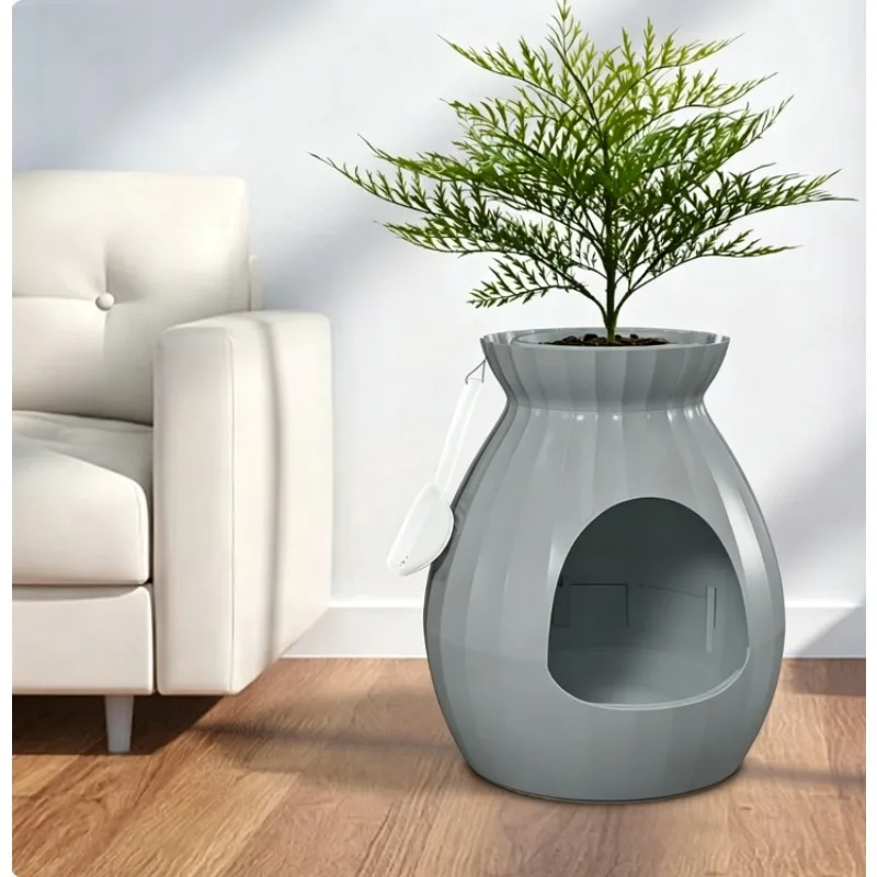 Smart Hidden Plant Cat Litter Box Odor Control Sterilization System Large Capacity Enclosed Pet Toilet For Big Cats Indoor