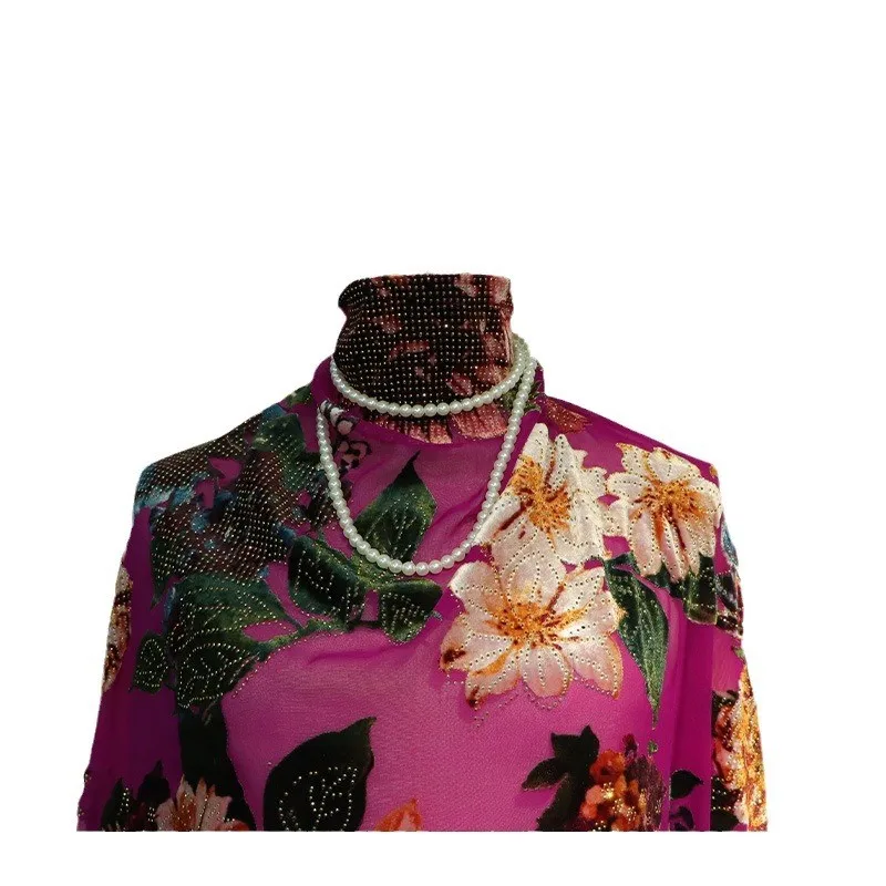 벨벳 직조 엠보싱 패턴 원단 비스코스 패션 나이트가운 이브닝 드레스 치파오 웨딩