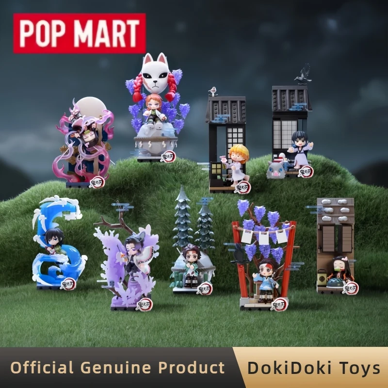 Figurines authentiques POPMART Demon Slayer Unwavering Resolve Arc Series, boîte mystère, ornements, modèles de jouets, boîte surprise, cadeau d'anniversaire